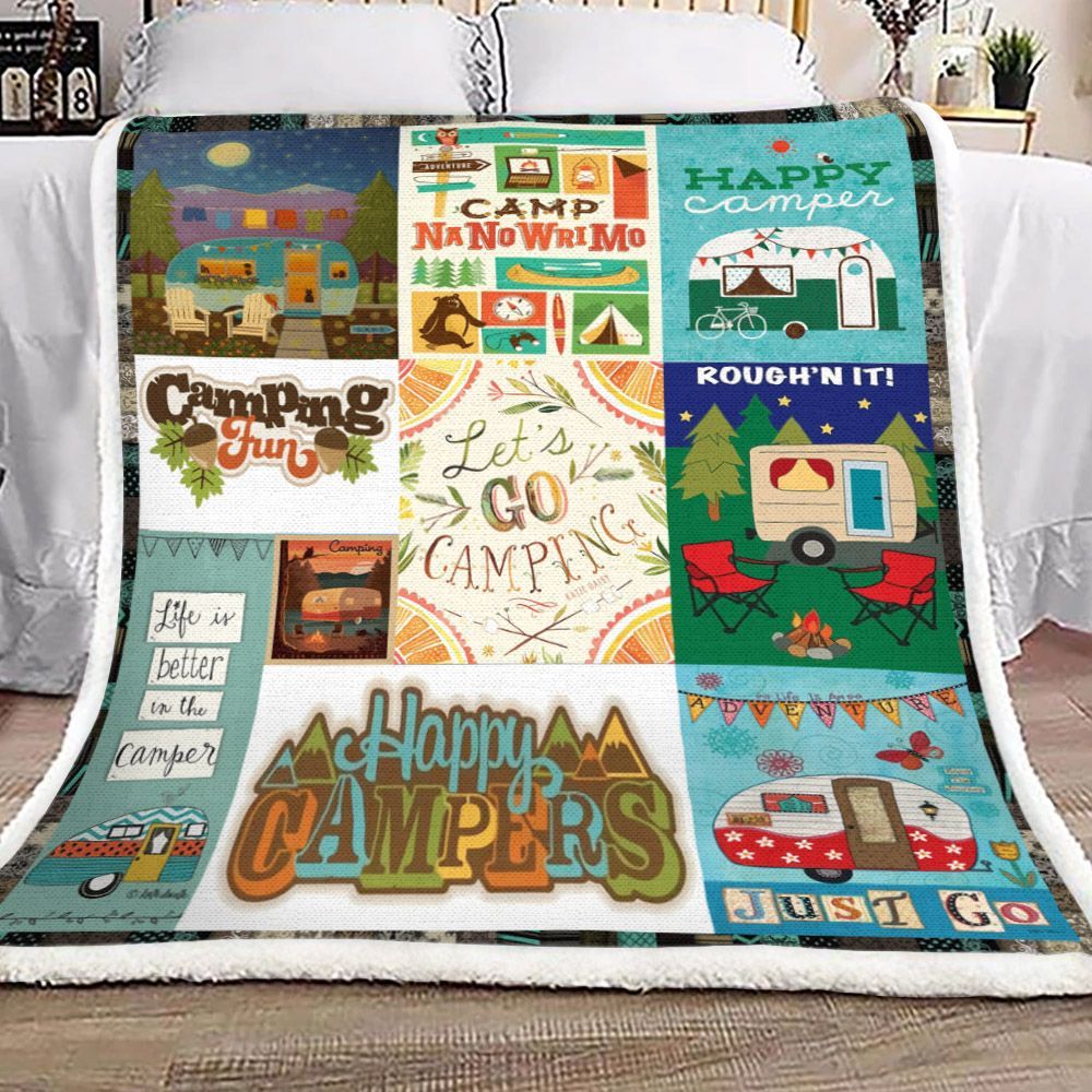 Camping Sherpa Fleece Blanket