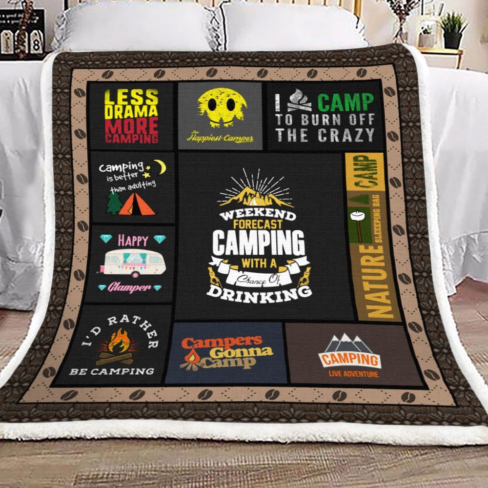 Camping Sherpa Fleece Blanket