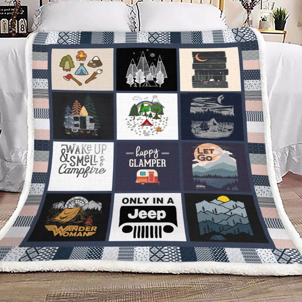 Camping Sherpa Fleece Blanket