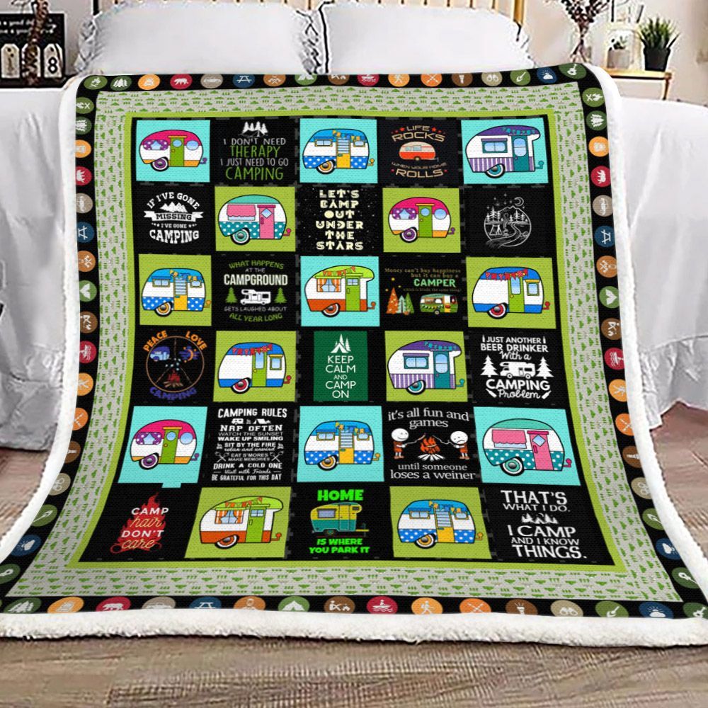 Camping Sherpa Fleece Blanket