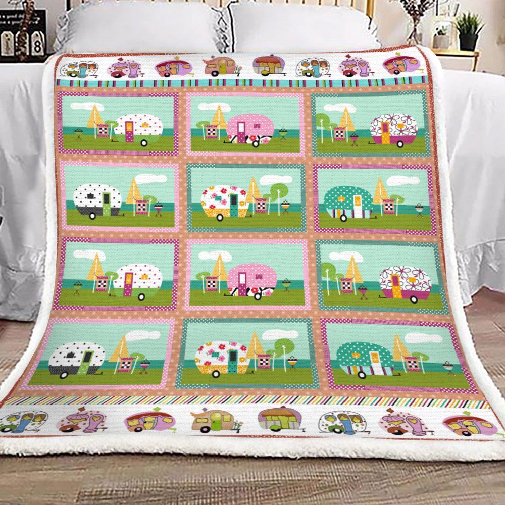 Camping Sherpa Fleece Blanket