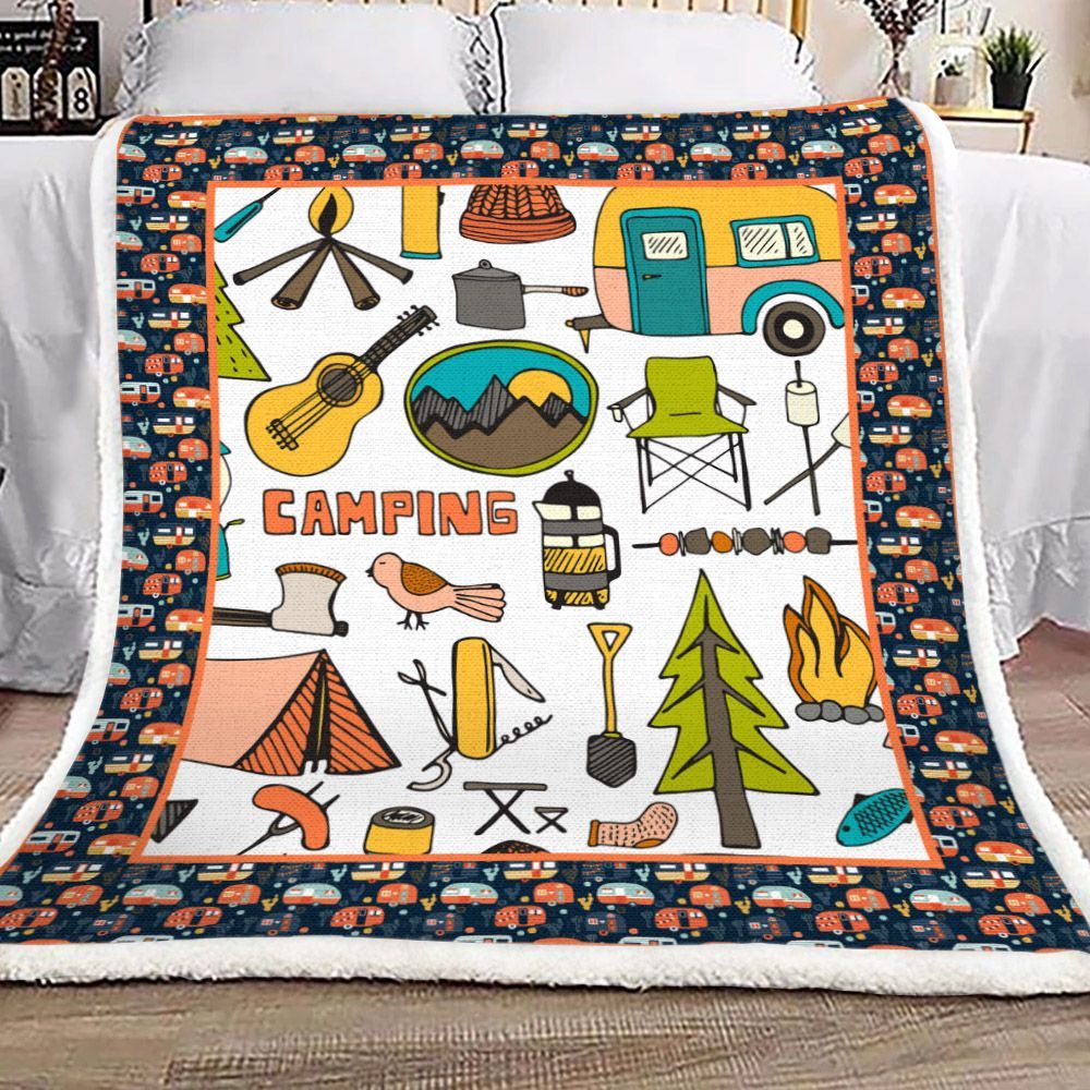 Camping Sherpa Fleece Blanket