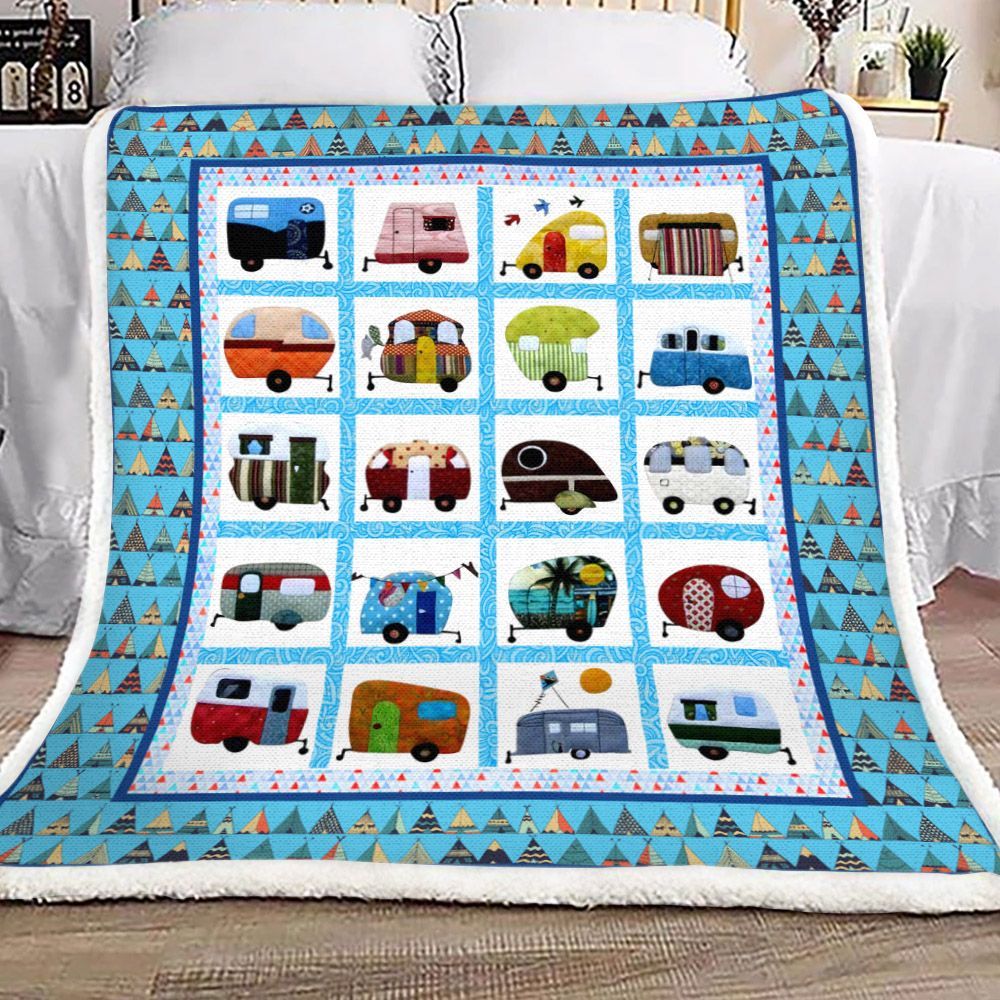 Camping Sherpa Fleece Blanket