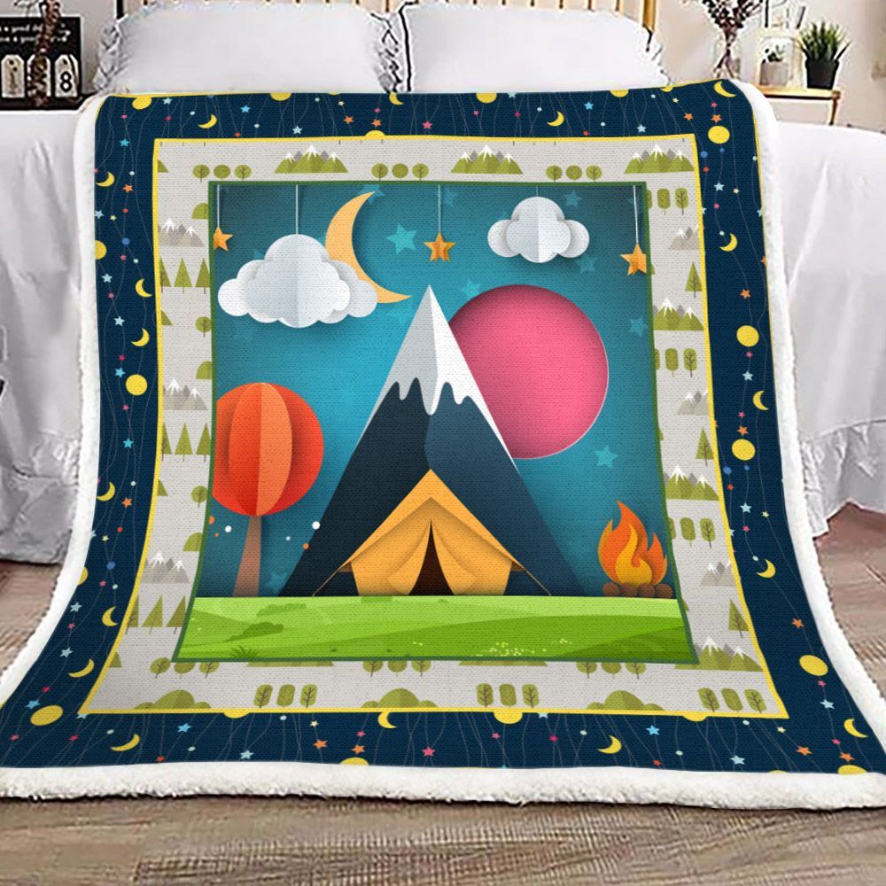 Camping Sherpa Fleece Blanket