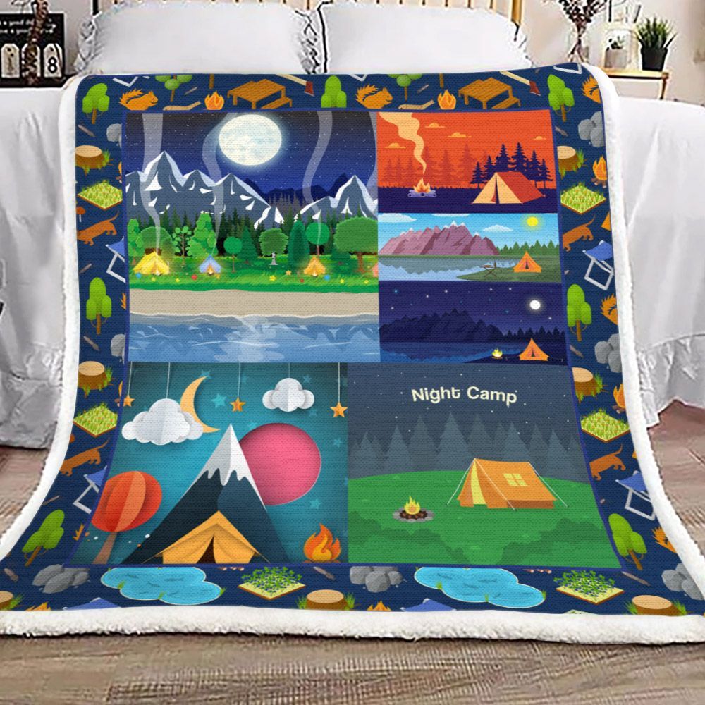 Camping Sherpa Fleece Blanket