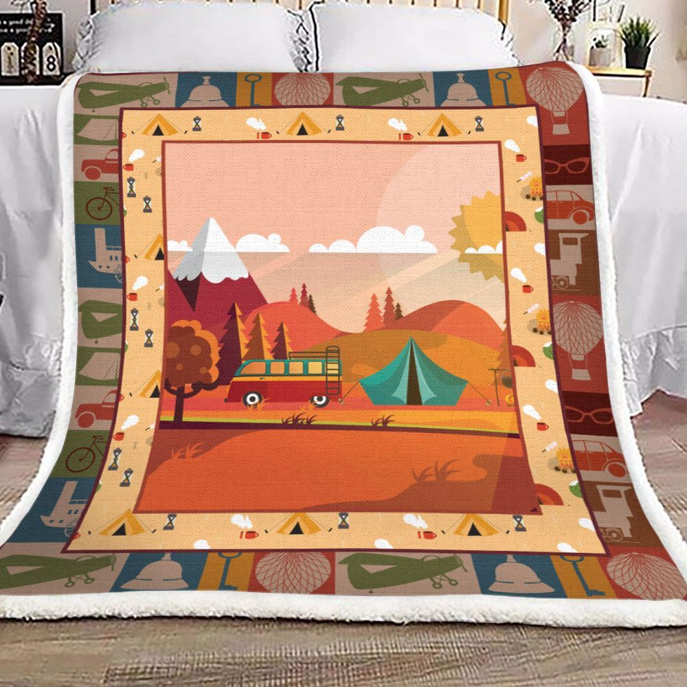 Camping Sherpa Fleece Blanket