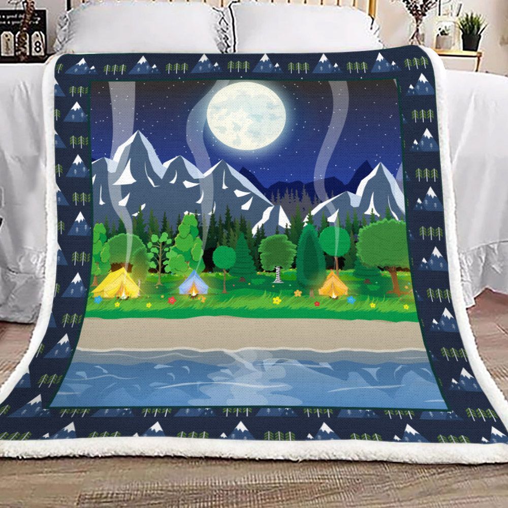 Camping Sherpa Fleece Blanket