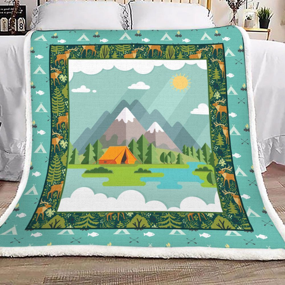 Camping Sherpa Fleece Blanket