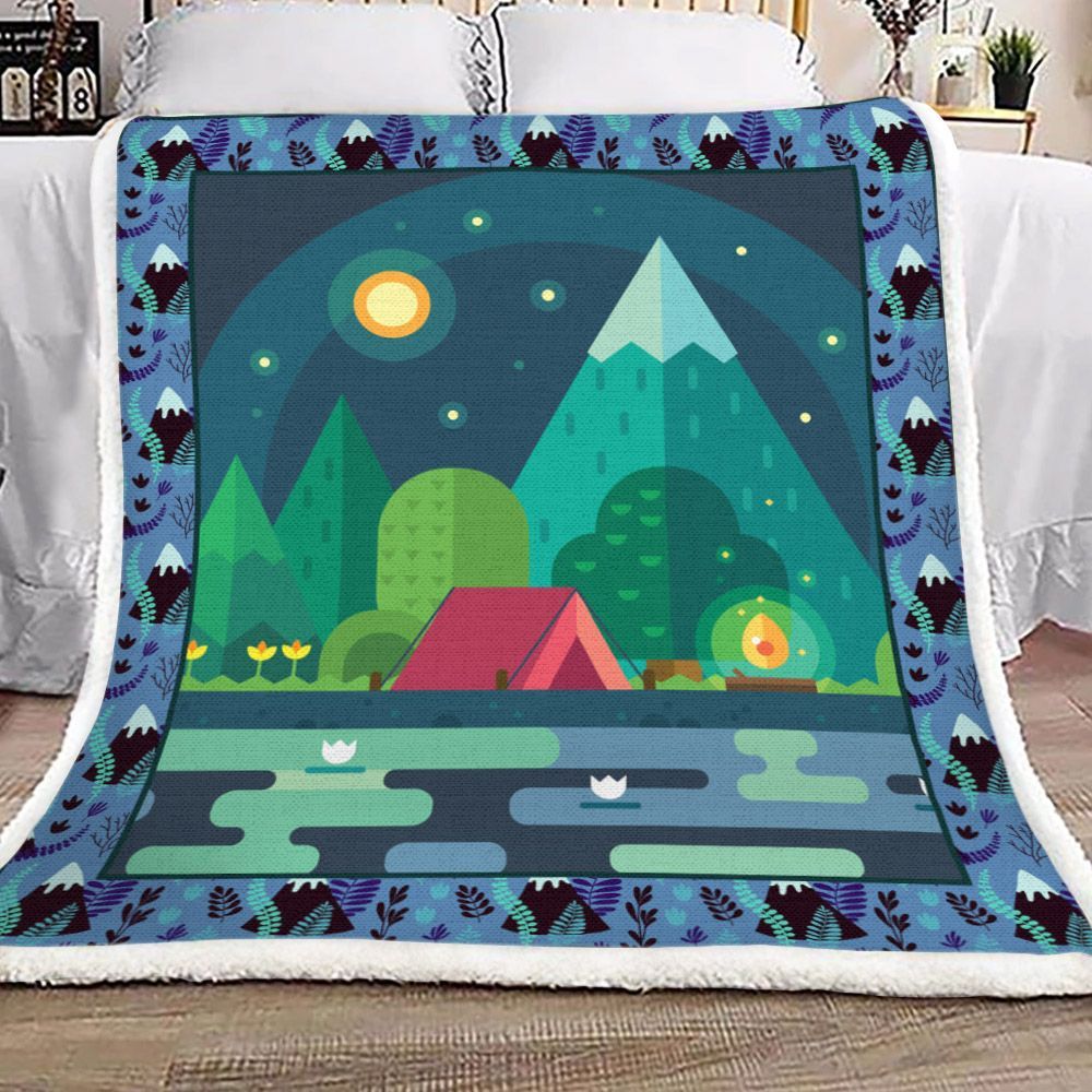 Camping Sherpa Fleece Blanket
