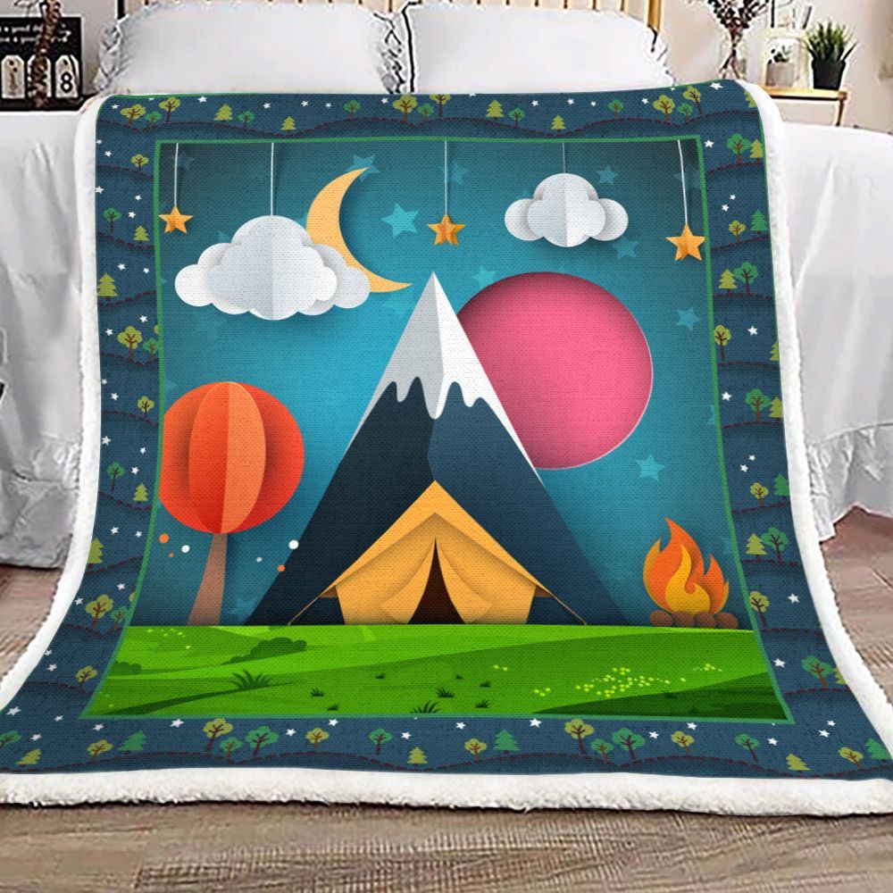 Camping Sherpa Fleece Blanket