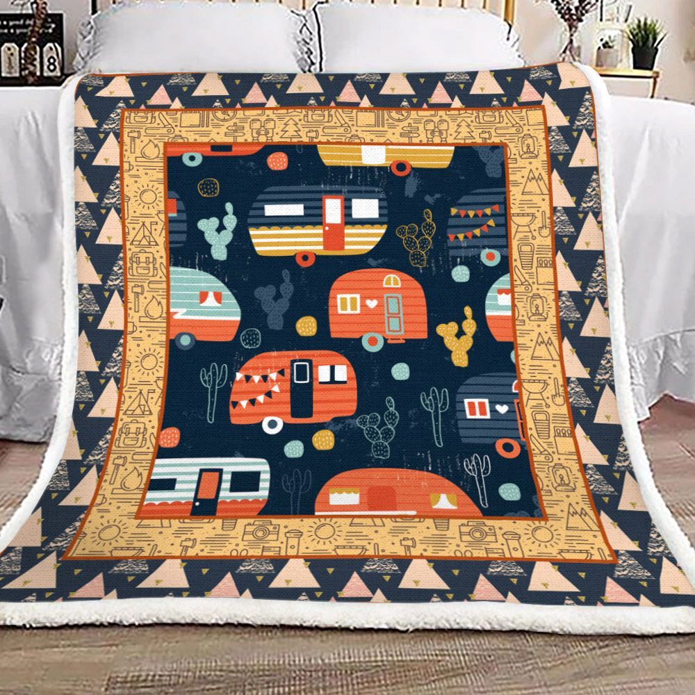 Camping Sherpa Fleece Blanket