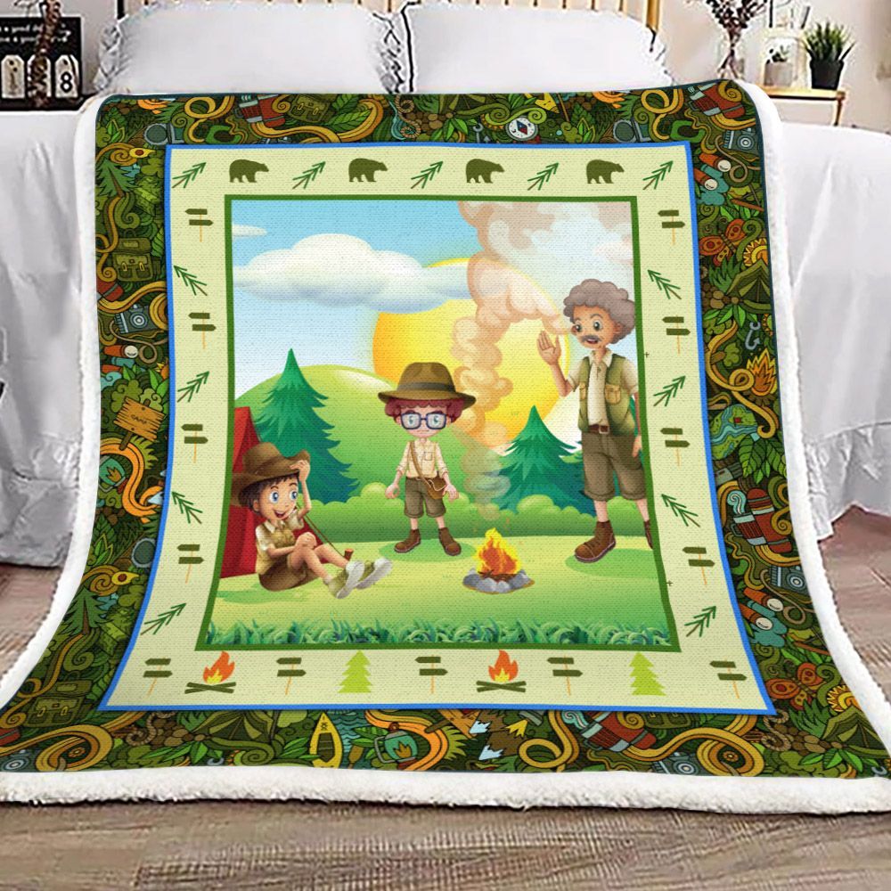 Camping Sherpa Fleece Blanket