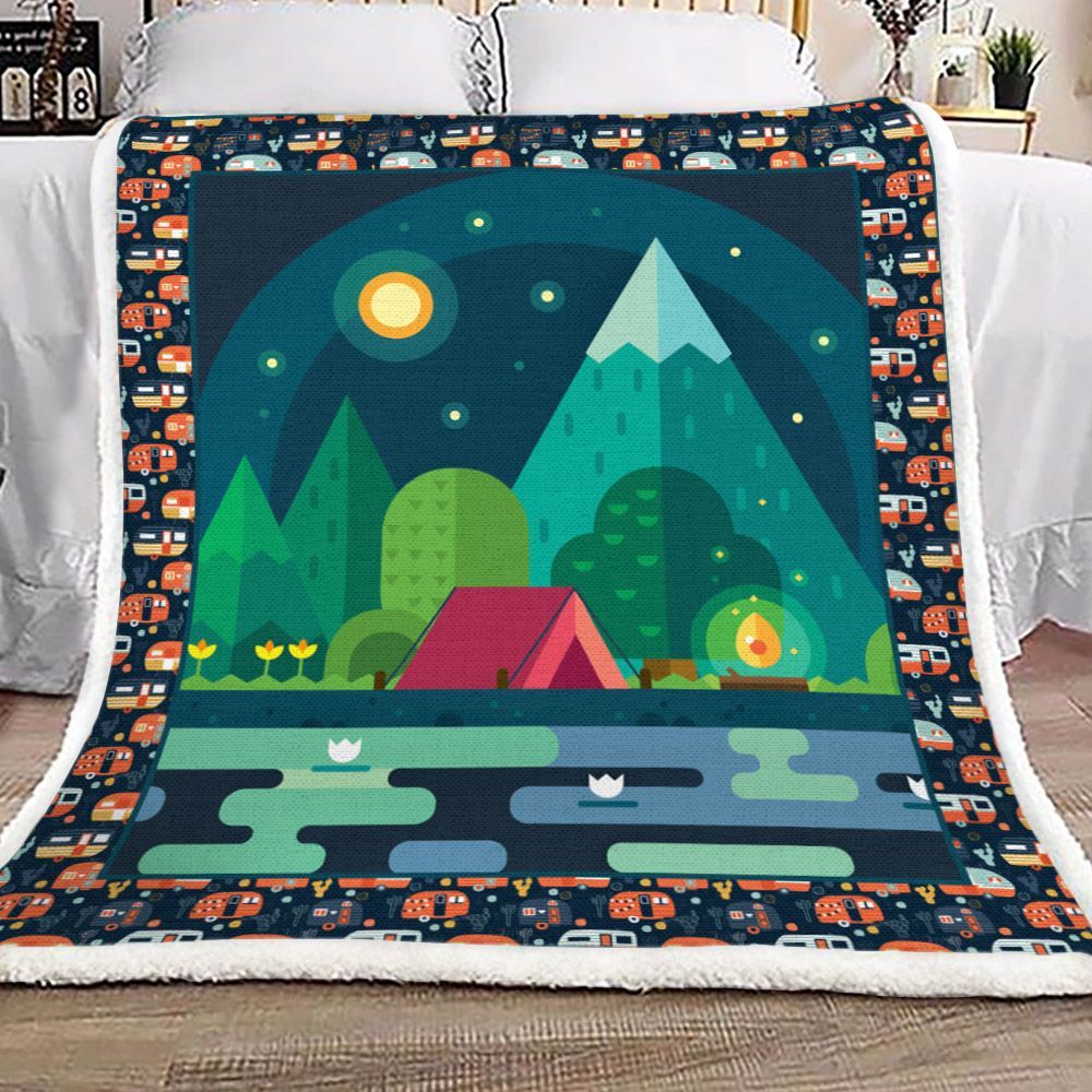 Camping Sherpa Fleece Blanket