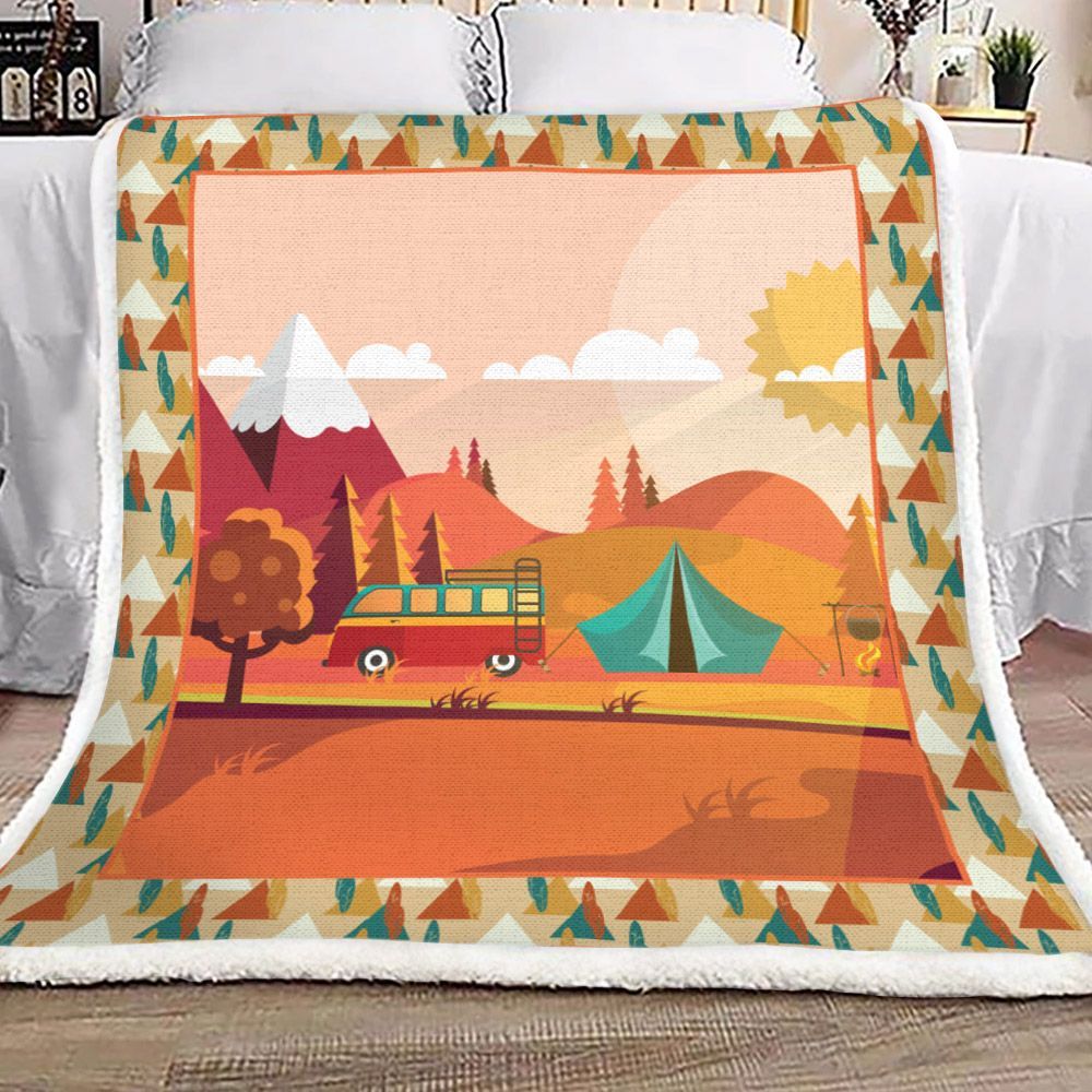 Camping Sherpa Fleece Blanket