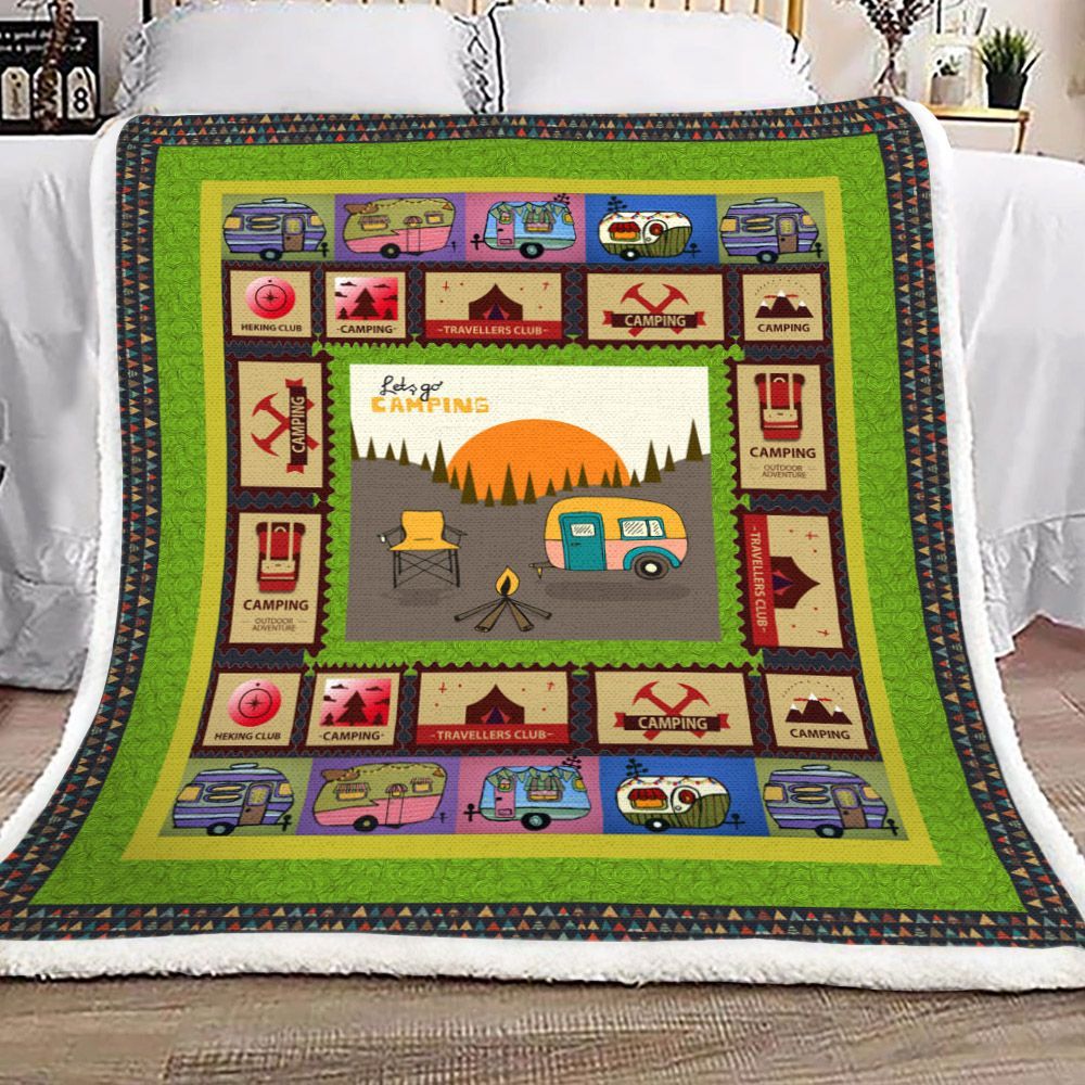 Camping Sherpa Fleece Blanket