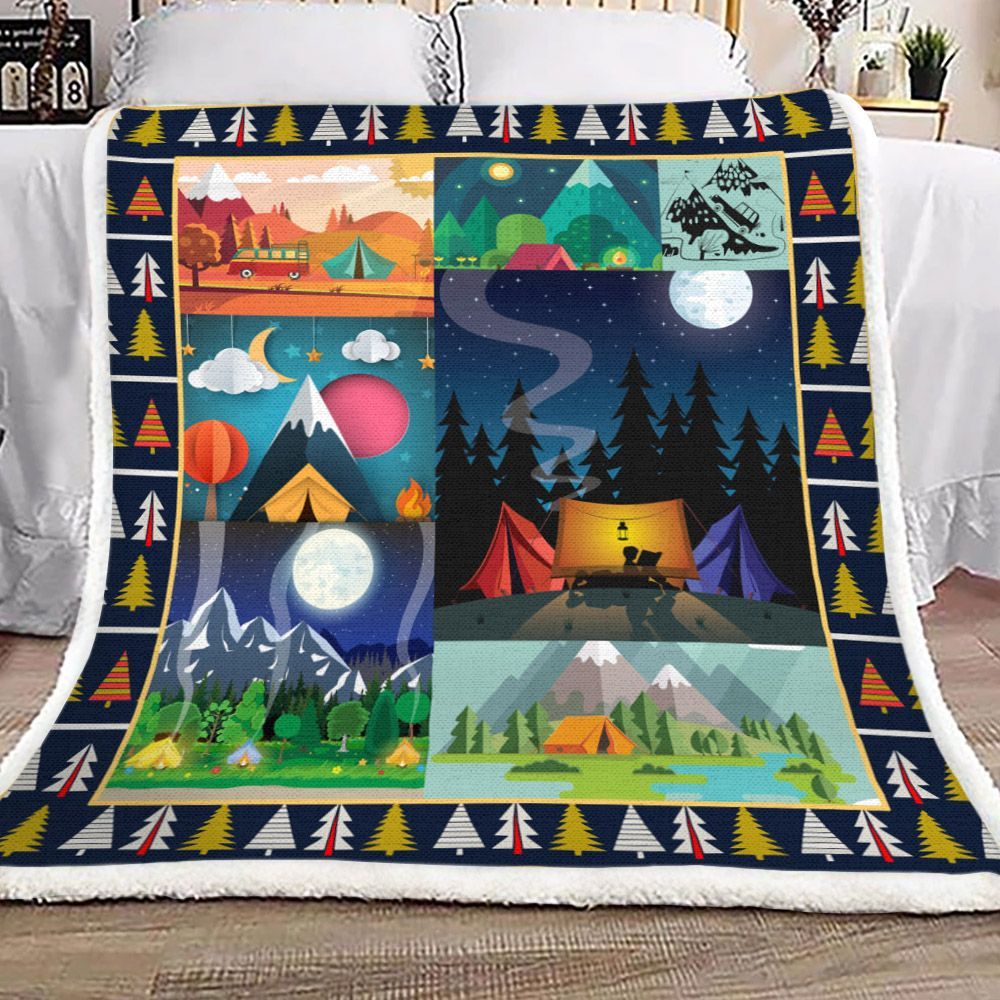 Camping Sherpa Fleece Blanket