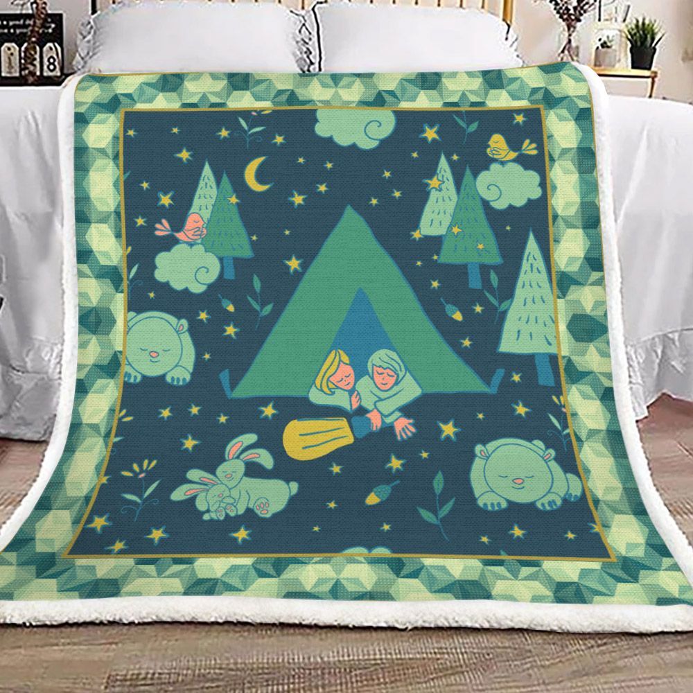 Camping Sherpa Fleece Blanket
