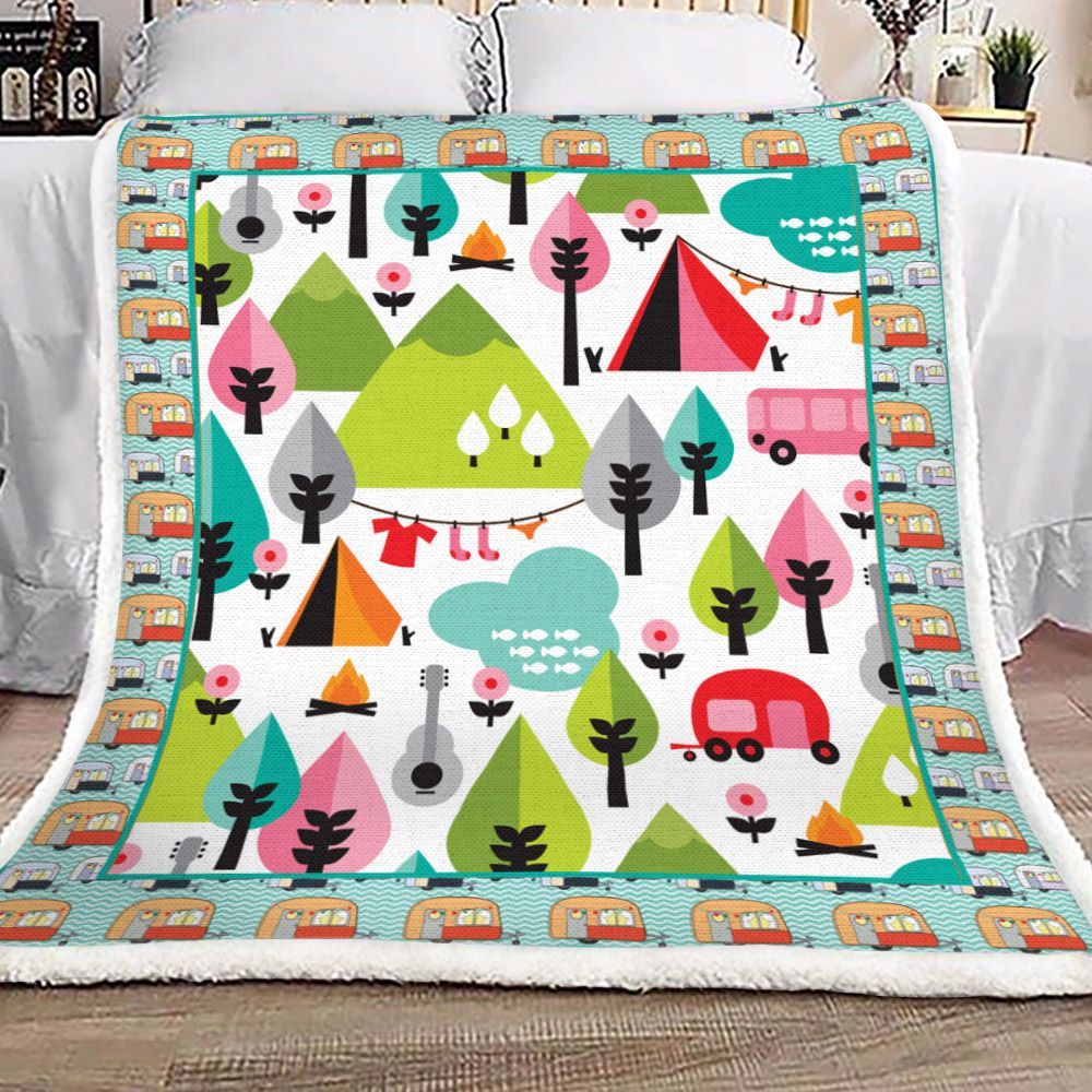 Camping Sherpa Fleece Blanket