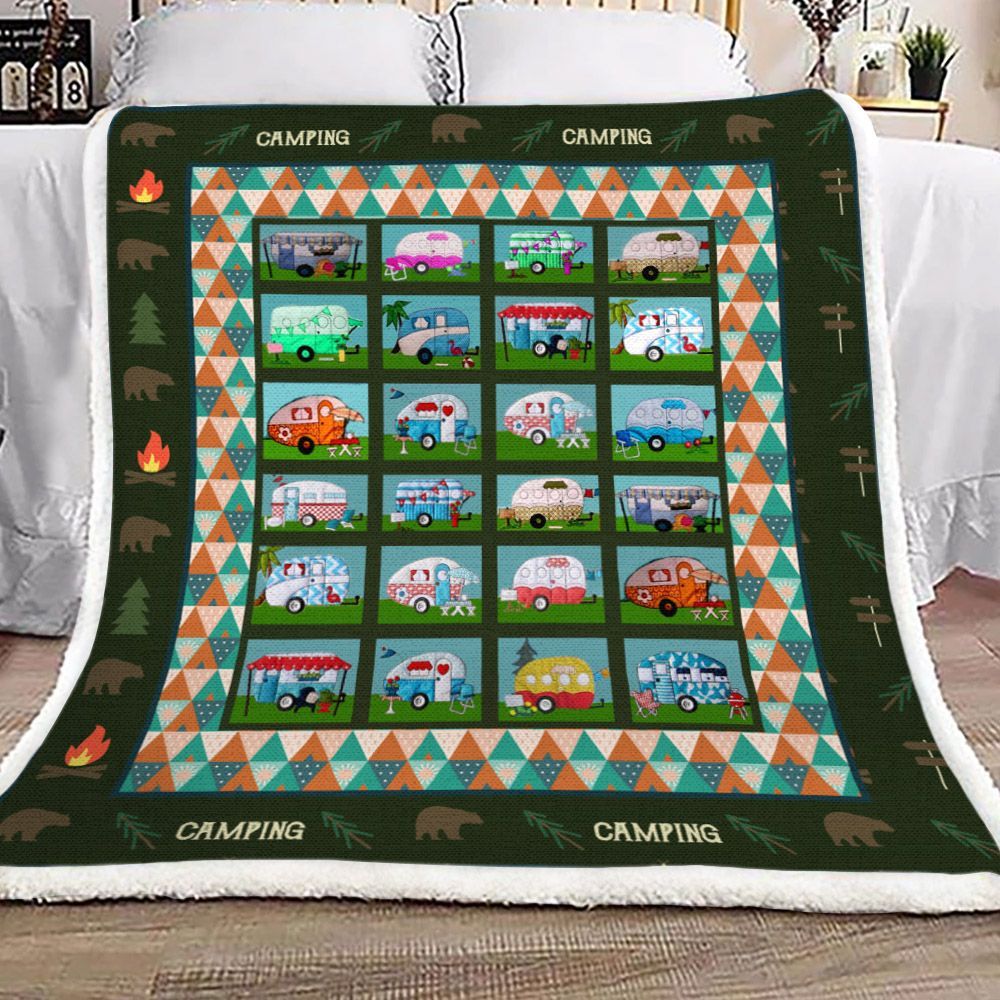 Camping Sherpa Fleece Blanket