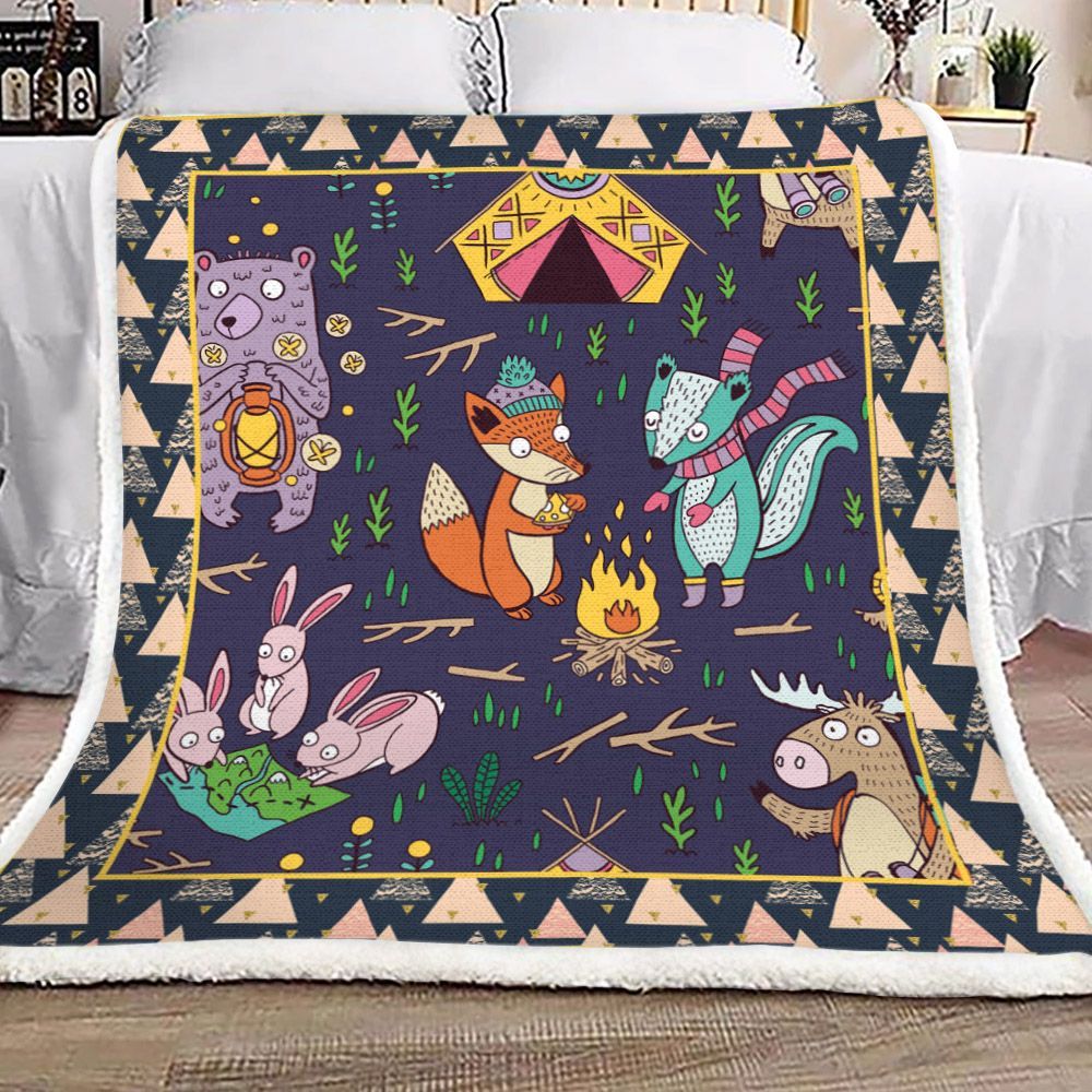 Camping Sherpa Fleece Blanket