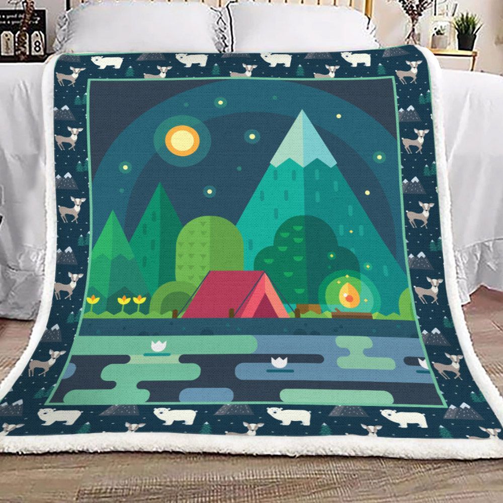 Camping Sherpa Fleece Blanket