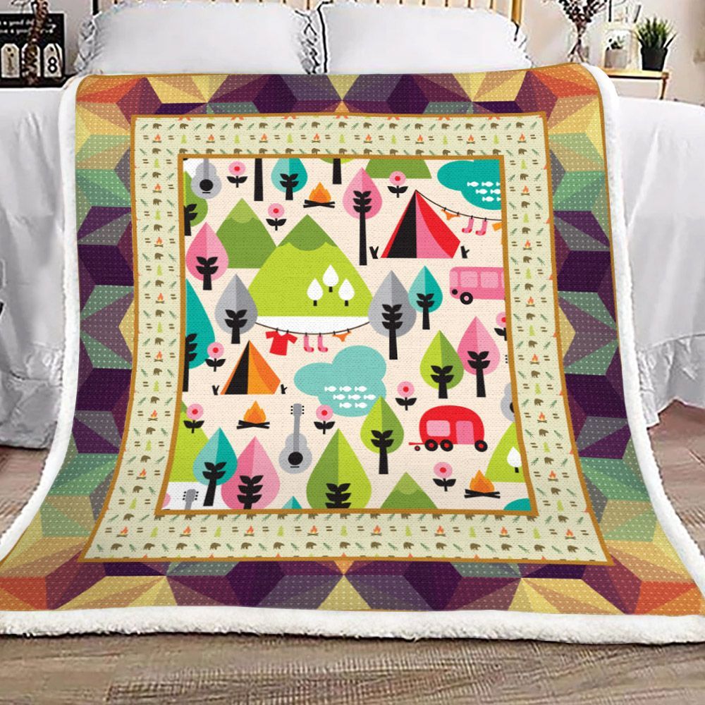 Camping Sherpa Fleece Blanket