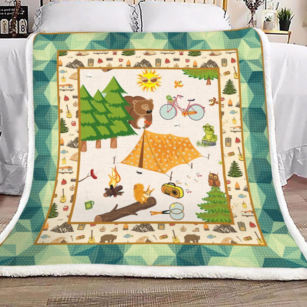 Camping Sherpa Fleece Blanket