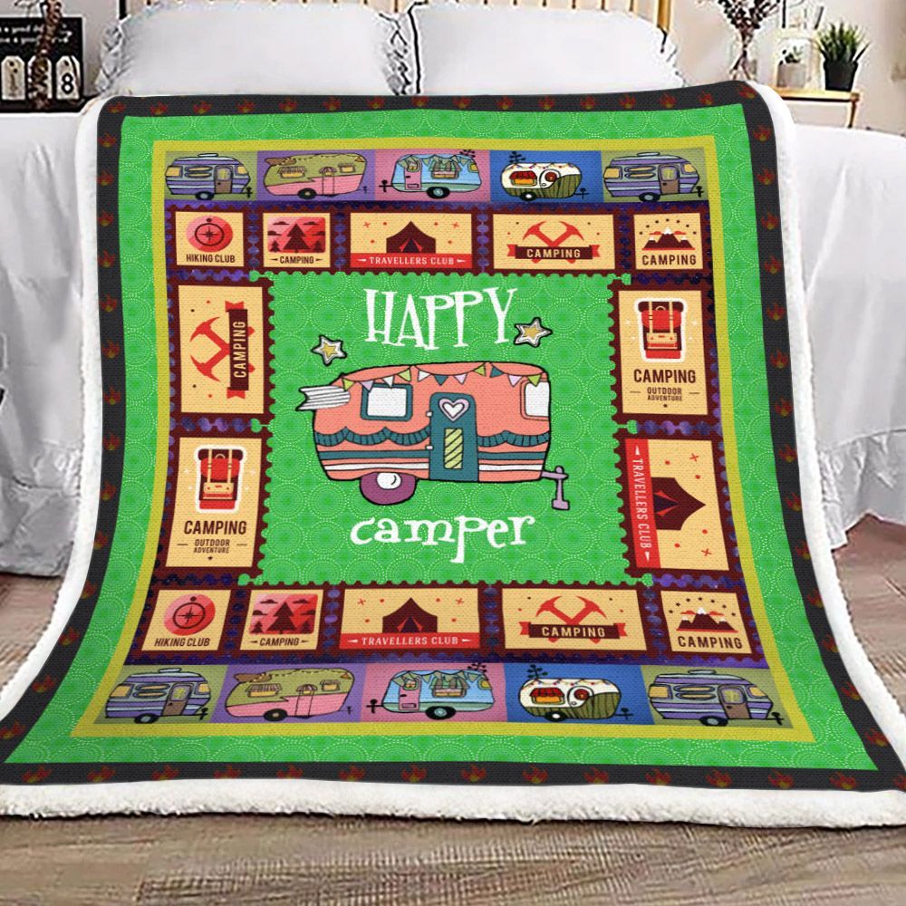 Camping Sherpa Fleece Blanket