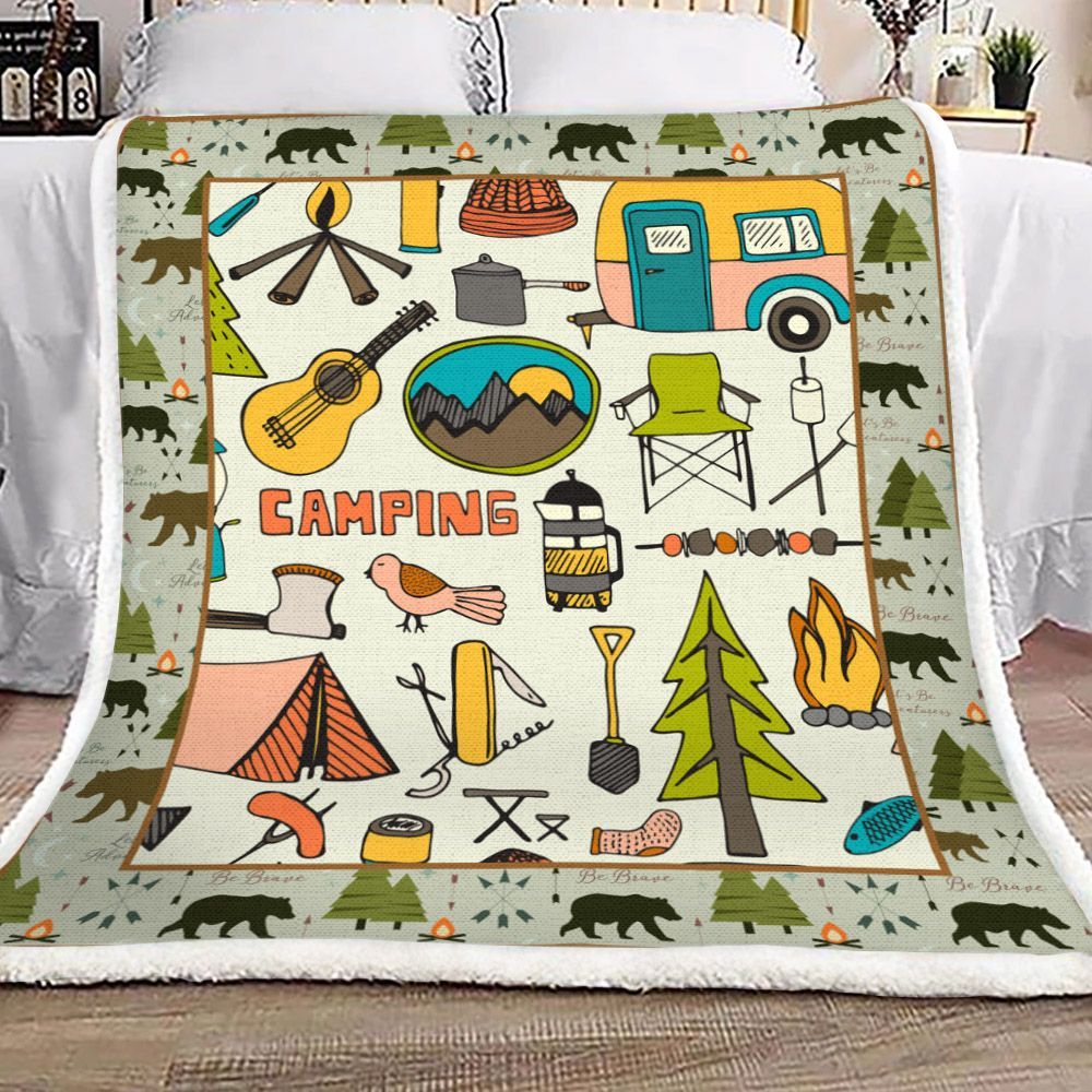 Camping Sherpa Fleece Blanket