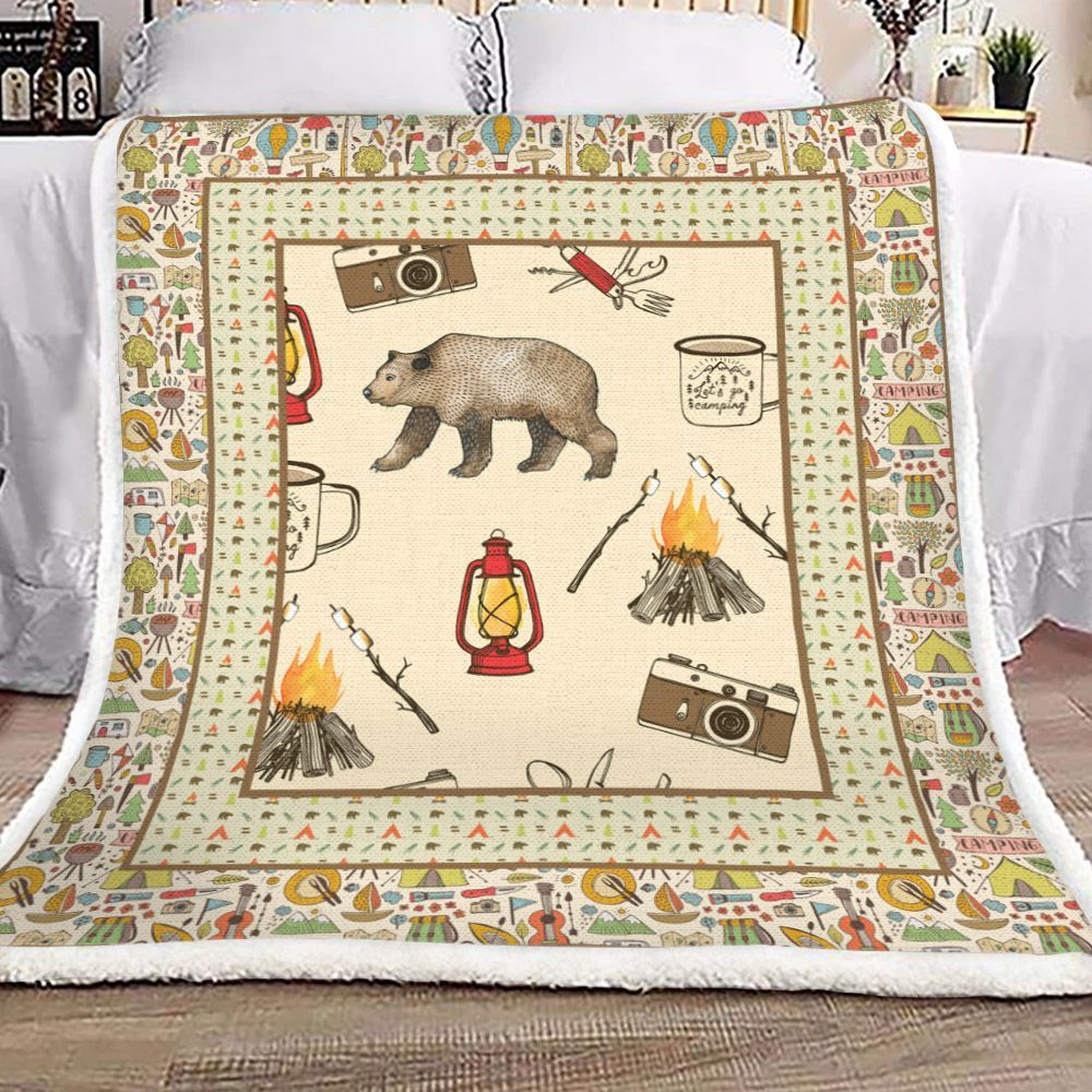 Camping Sherpa Fleece Blanket