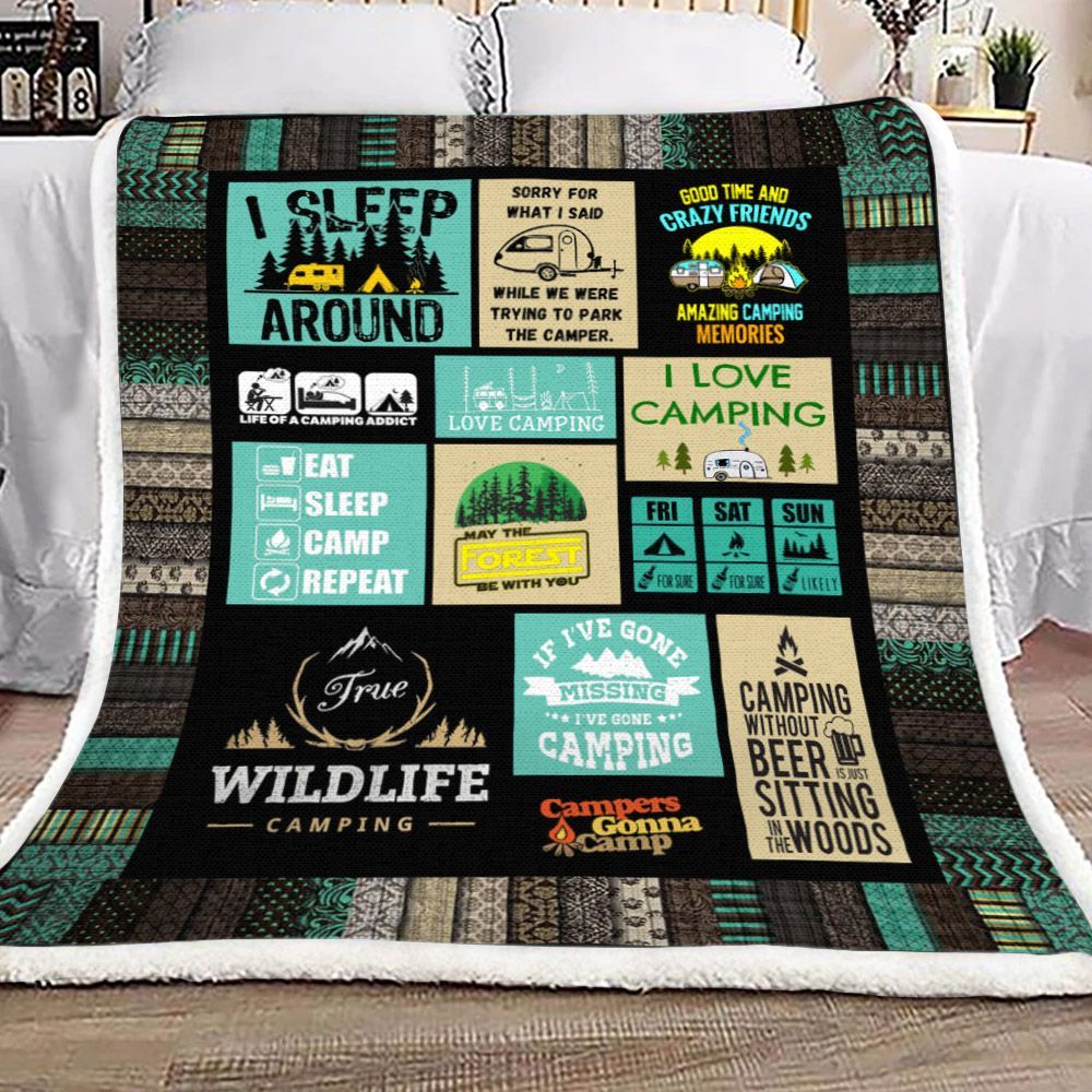 Camping Sherpa Fleece Blanket