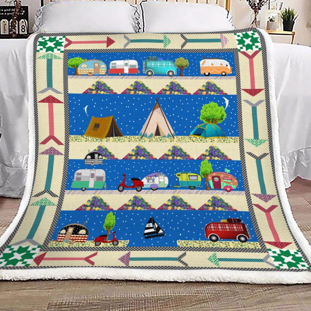 Camping Sherpa Fleece Blanket