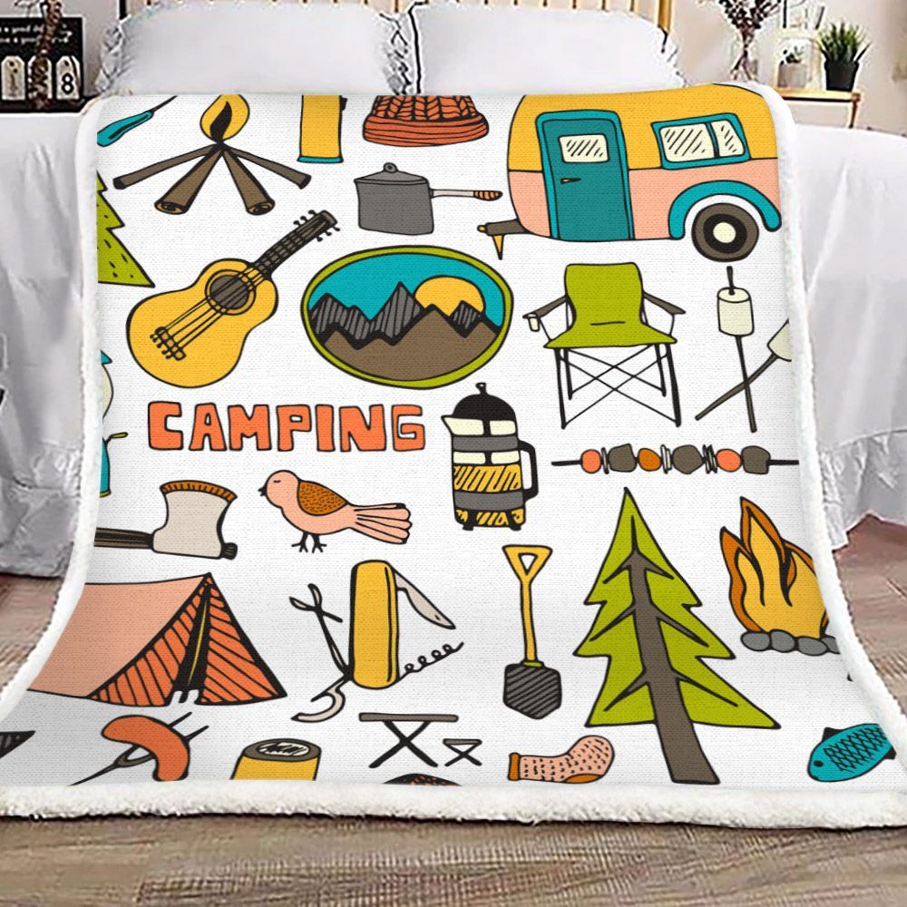Camping Sherpa Fleece Blanket