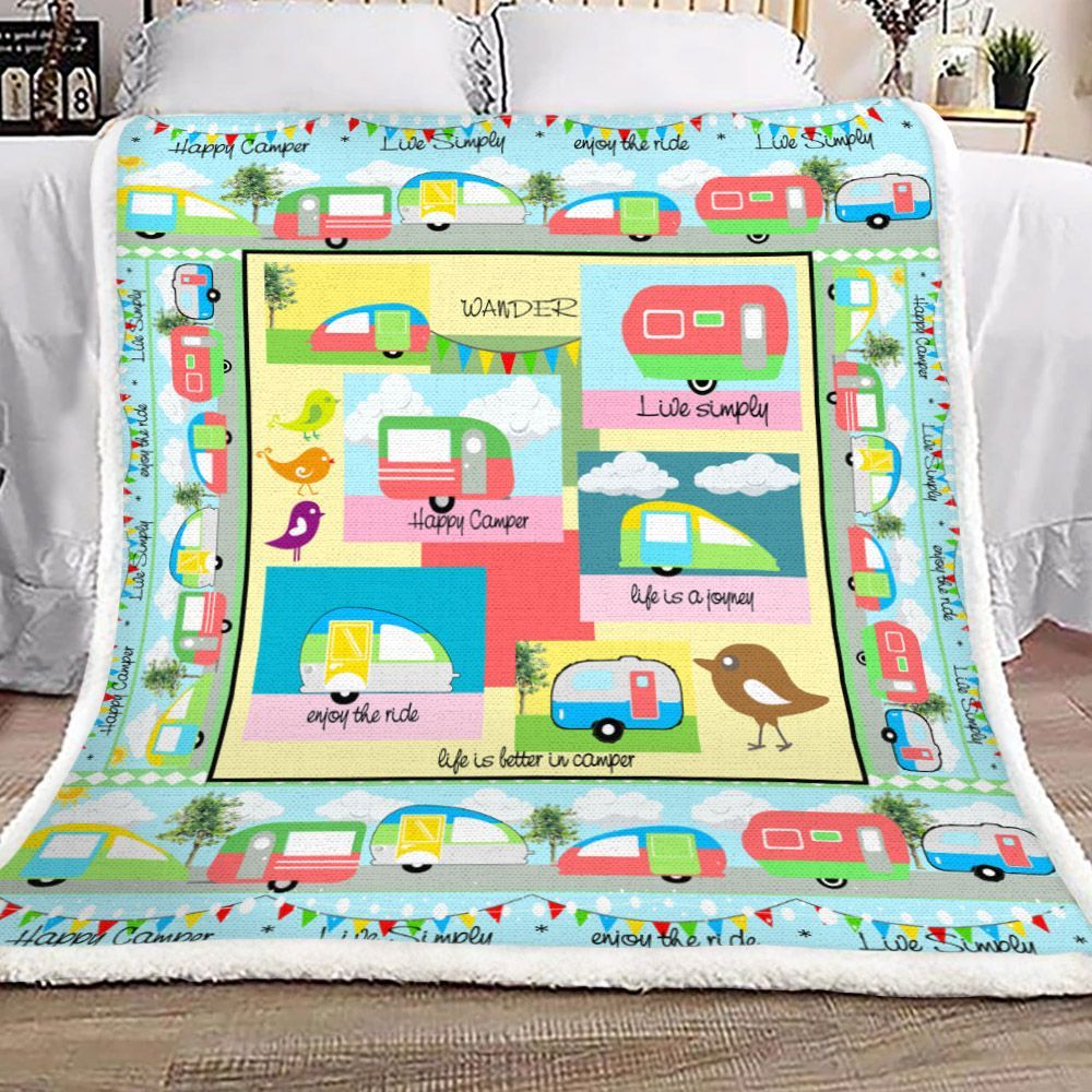 Camping Sherpa Fleece Blanket