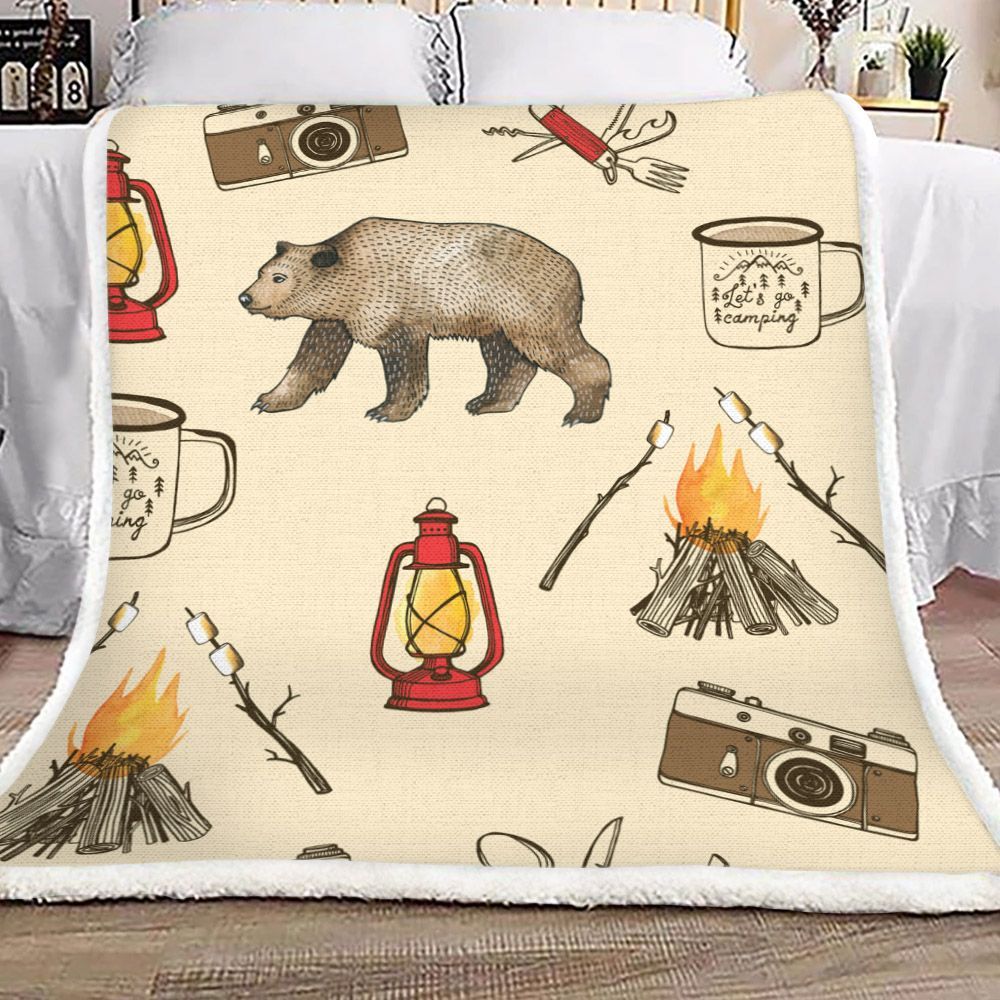 Camping Sherpa Fleece Blanket