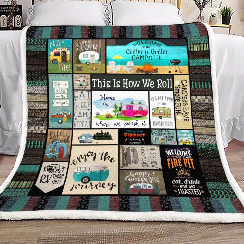 Camping Sherpa Fleece Blanket