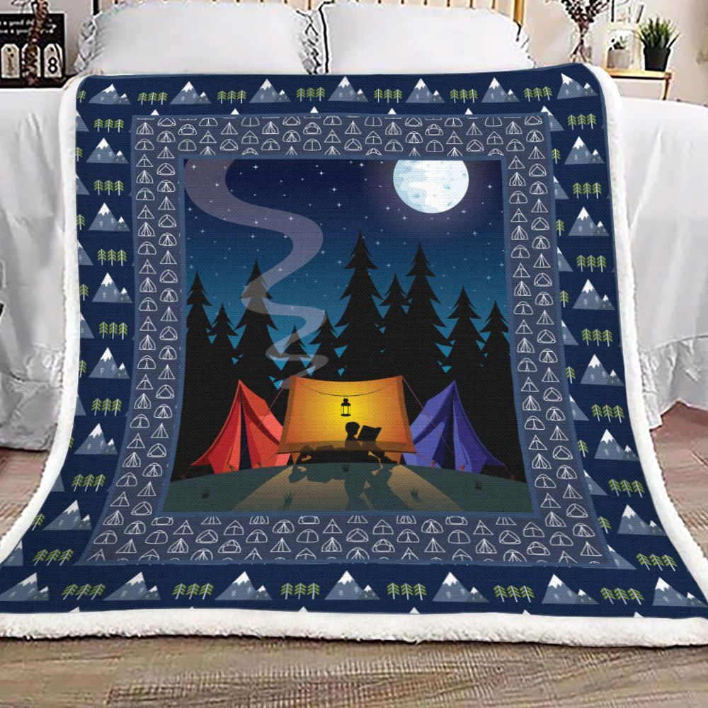 Camping Sherpa Fleece Blanket