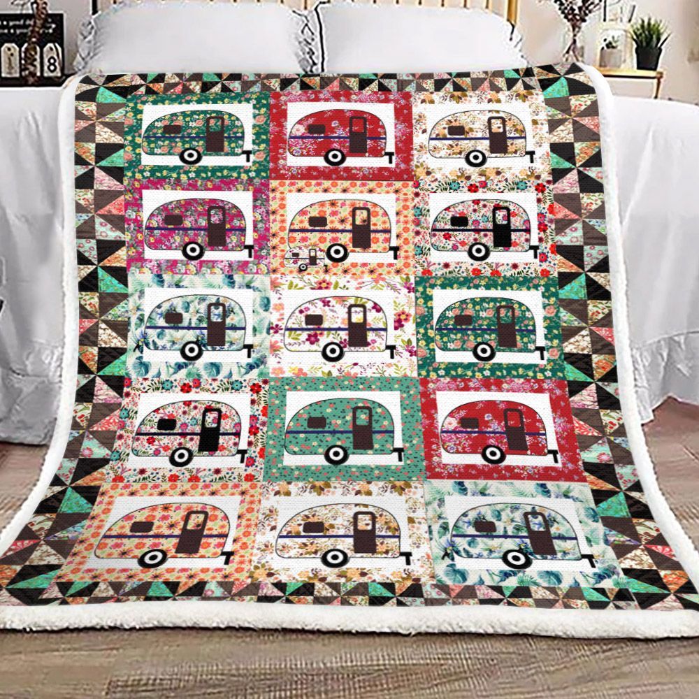 Camping Sherpa Fleece Blanket