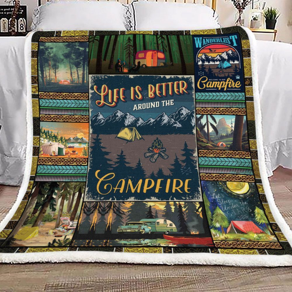 Camping Sherpa Fleece Blanket