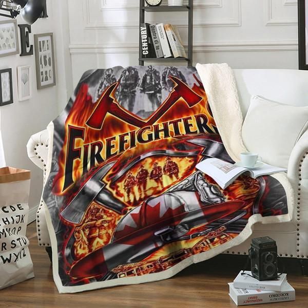 Canadian Firefighter Sherpa Fleece Blanket