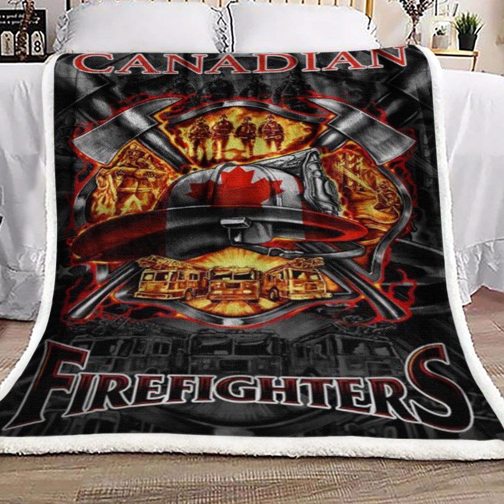 Canadian Firefighters Sherpa Fleece Blanket