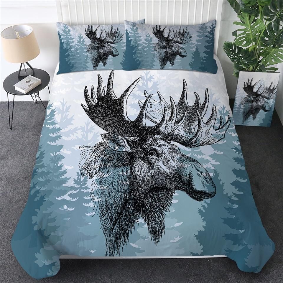 Canadian Moose In The Forest Bedding Set
