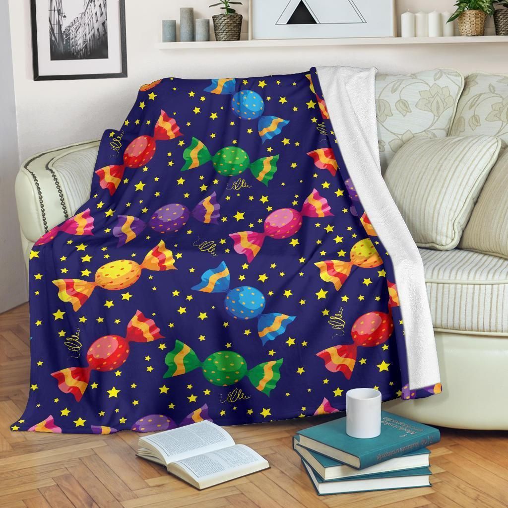 Candy Cane Halloween Pattern Print Design Fleece Blanket