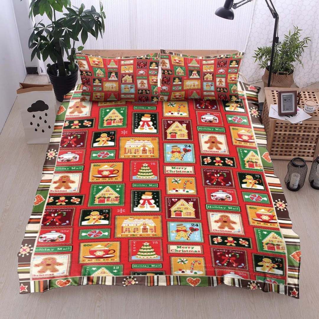 Candy Heart Snowman Christmas Bedding Set
