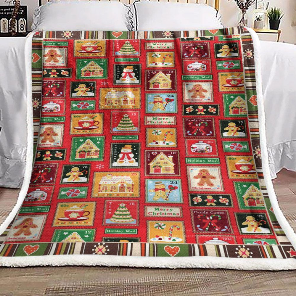 Candy Heart Snowman Christmas Sherpa Fleece Blanket