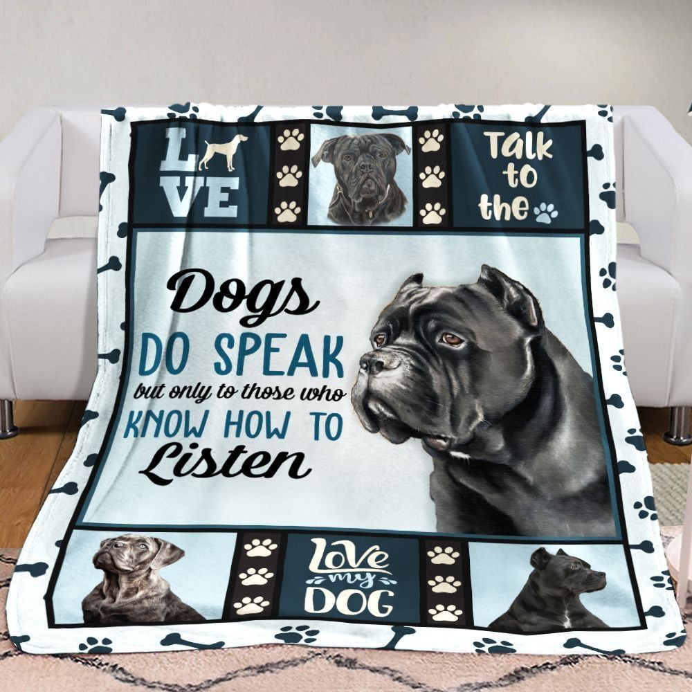 Cane Corso Dog Know How To Listen Sherpa Fleece Blanket