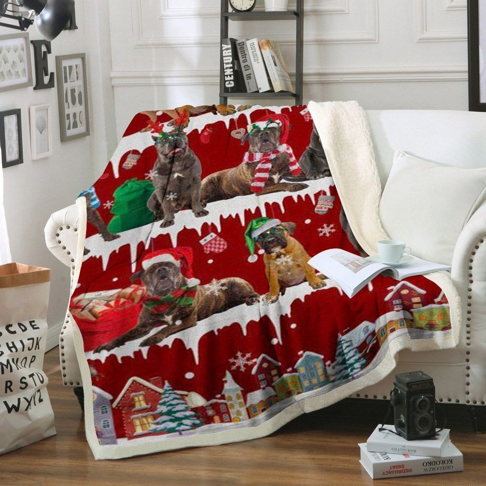 Cane Corso Snow Christmas Sherpa Fleece Blanket