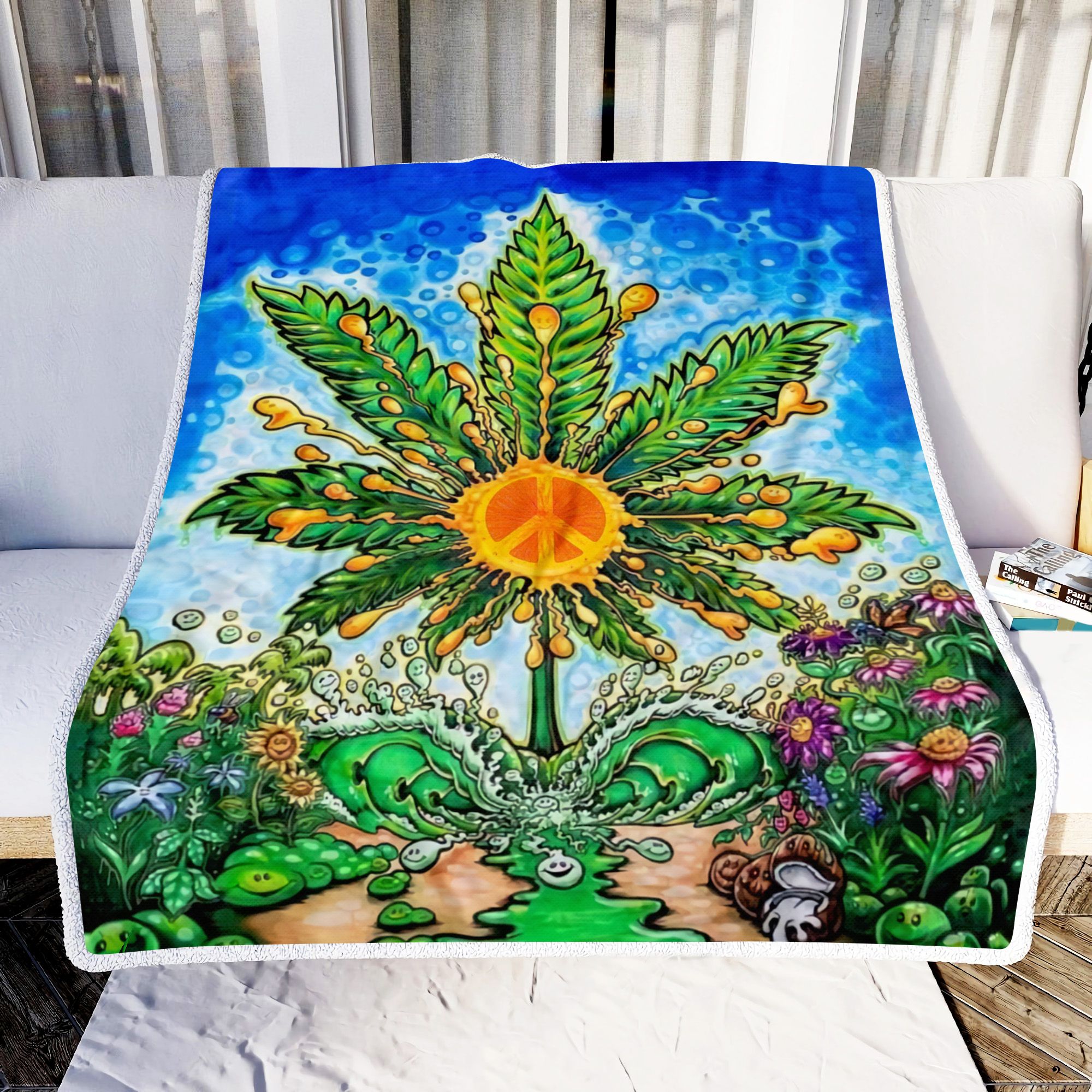 Cannabis Hippie Stay Trippy Little Hippie Fleece Blanket
