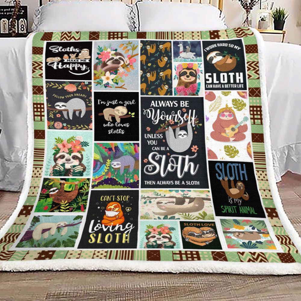Cant Stop Loving Sloth Sherpa Fleece Blanket