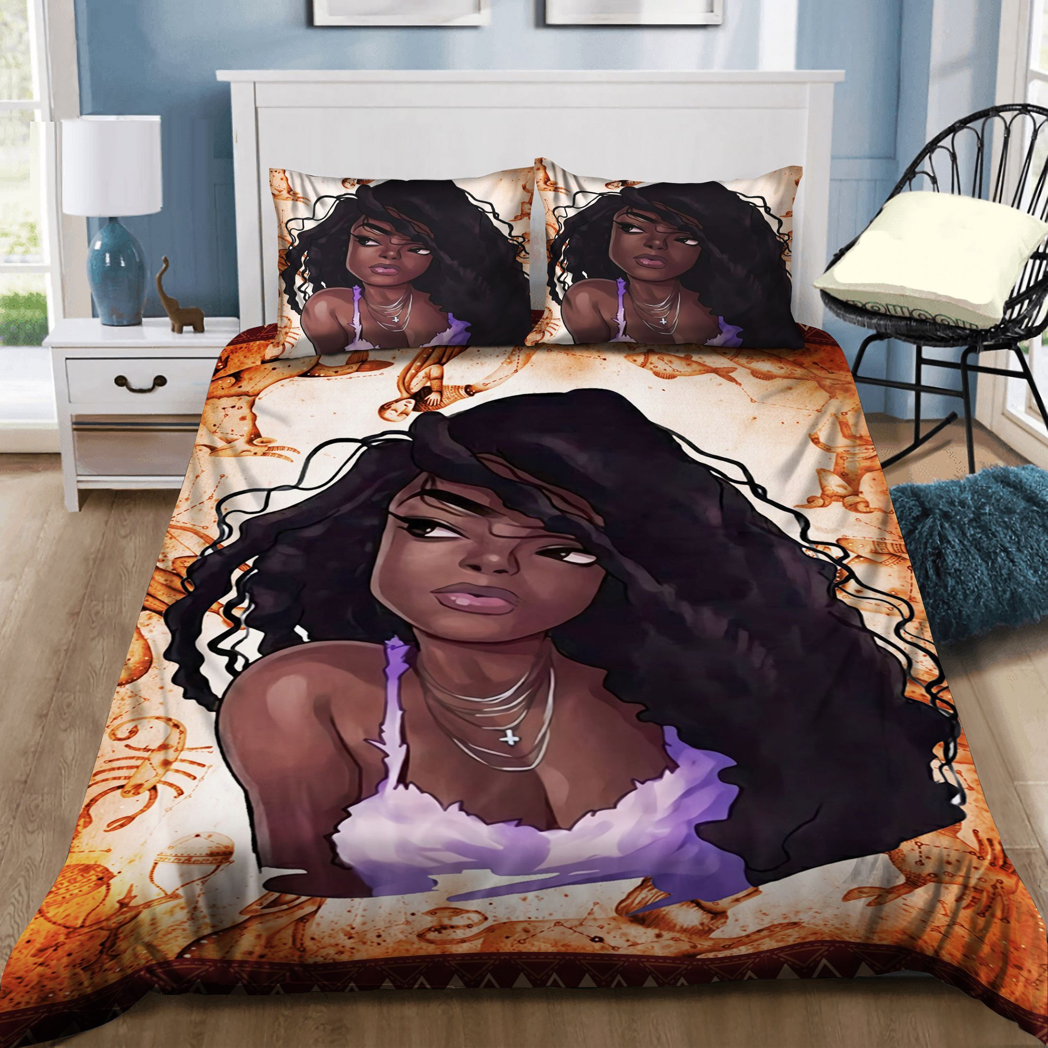 Capricorn Black African Woman Bedding Set